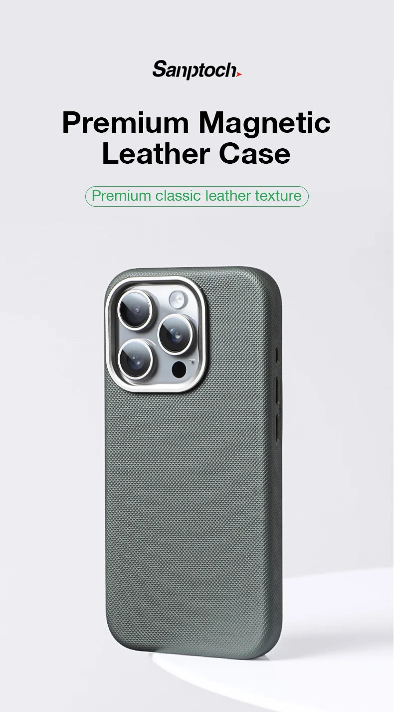 Leather Textured MagSafe Shockproof Case for Apple iPhone