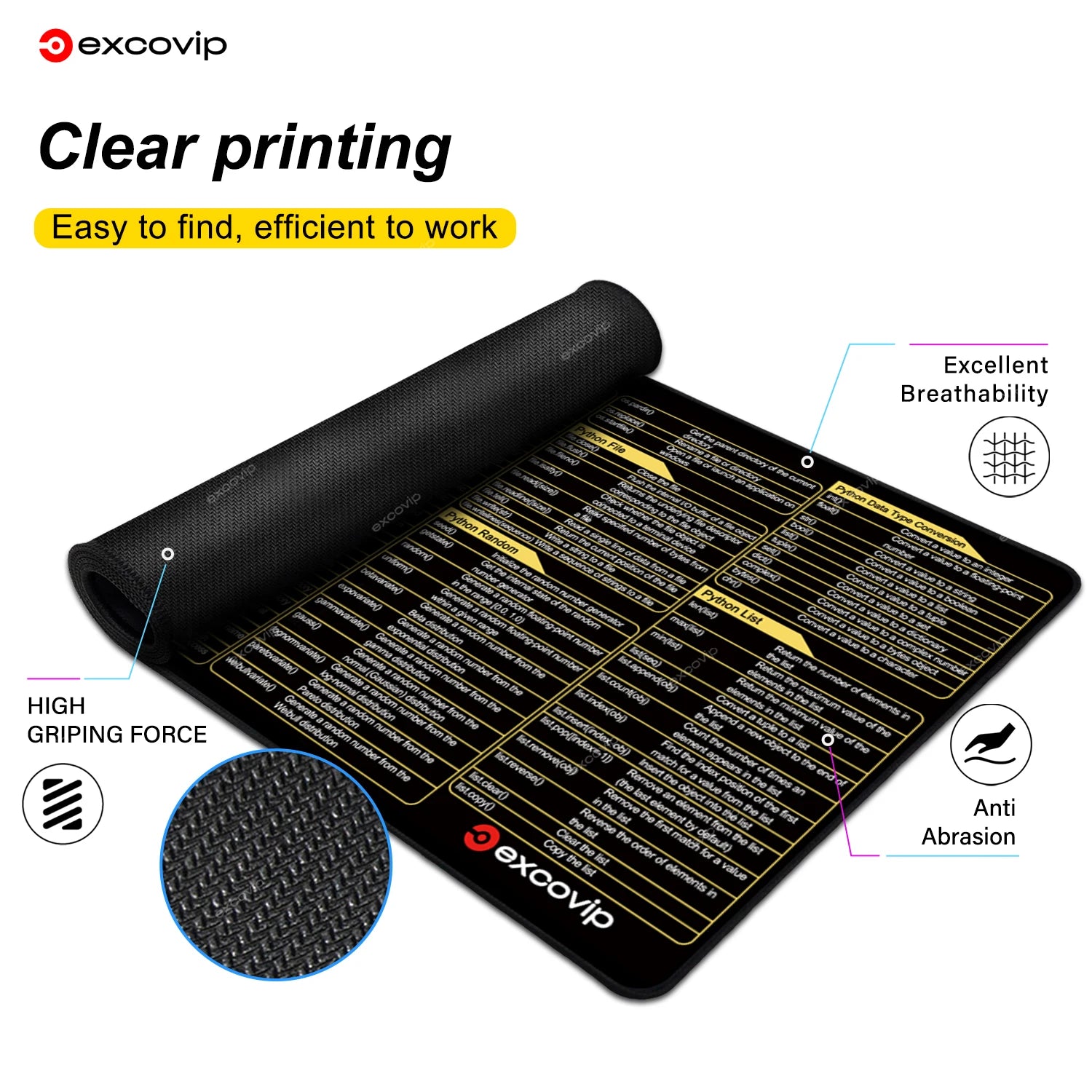 EXCO Non-Slip Python Programming Desk Mat & Gaming Pad