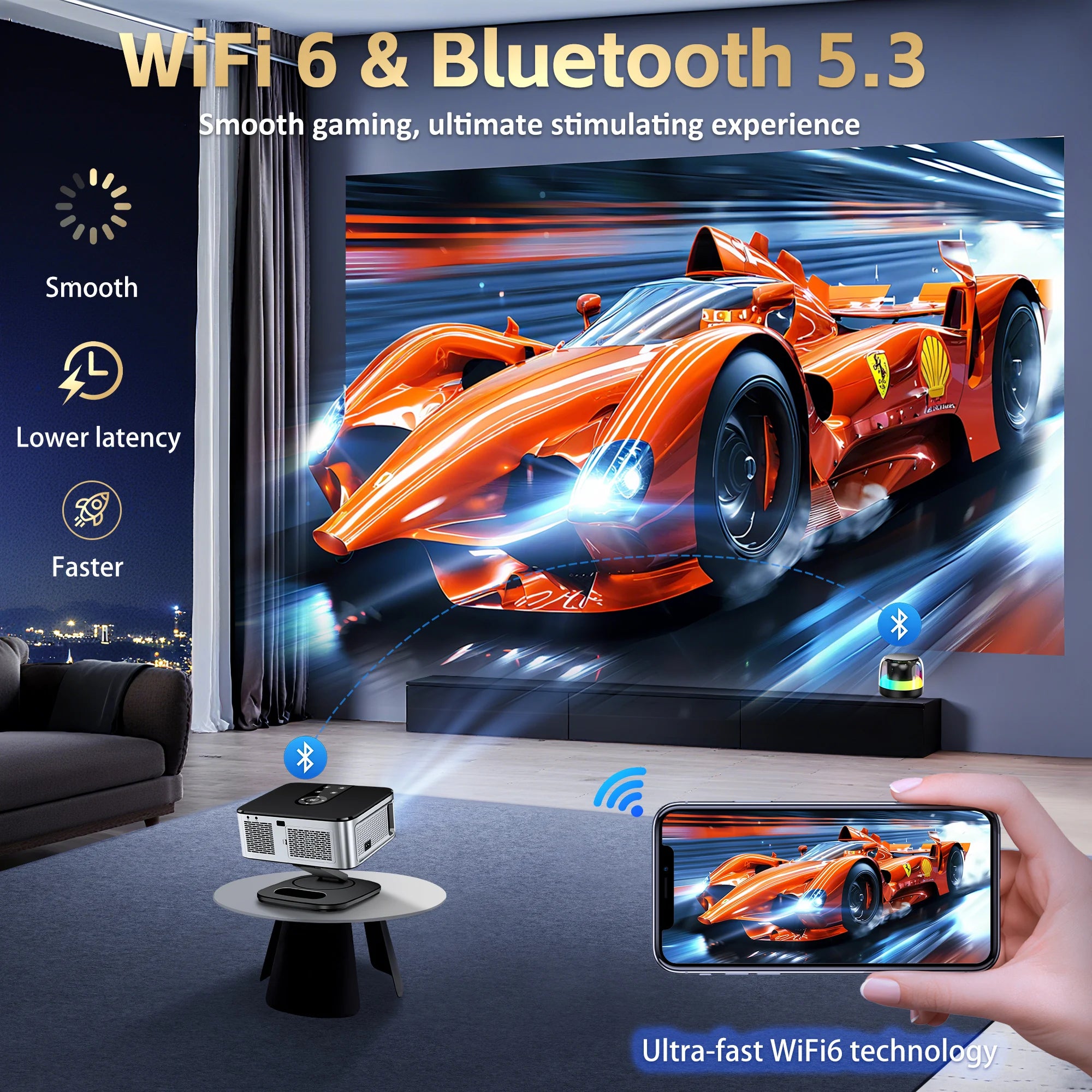 HORLAT T03 Max 40000 Lumens 4K UHD Smart Home Cinema Projector & Stand