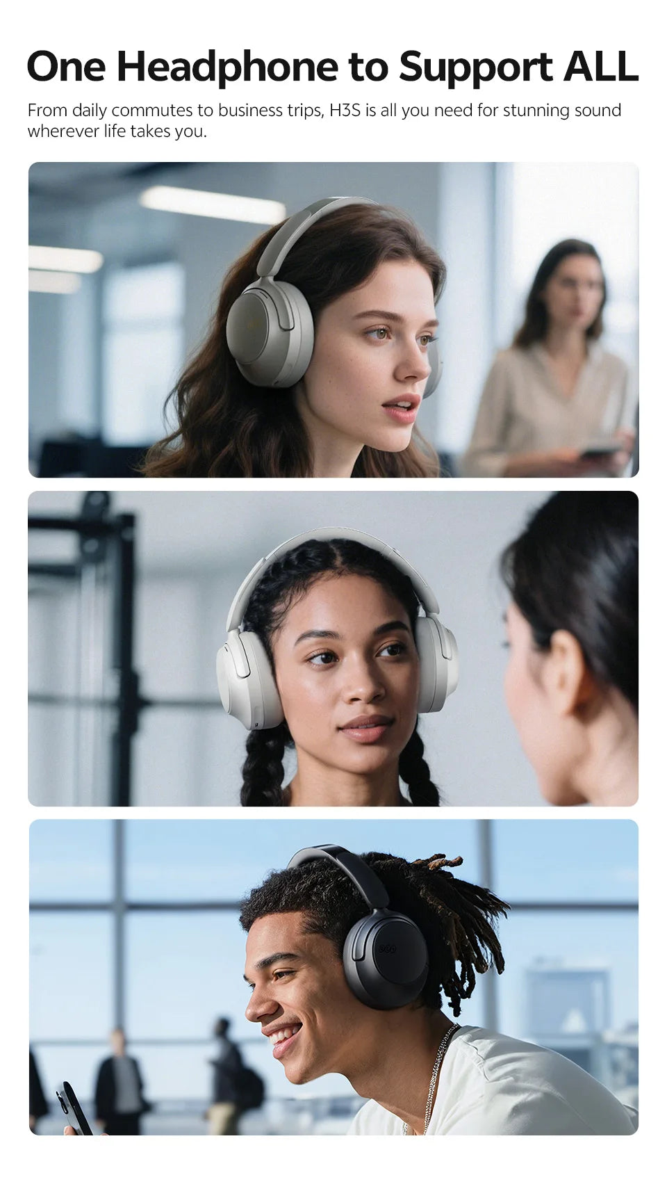 QCY H3S Adaptive Noise Cancelling Bluetooth Wireless Headphones