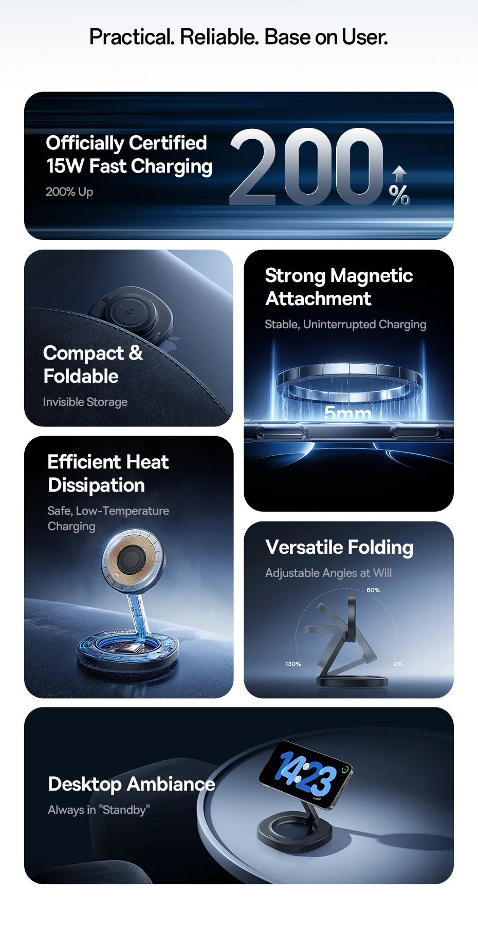 BASEUS Enerfill Qi2 Foldable Wireless Charger Stand