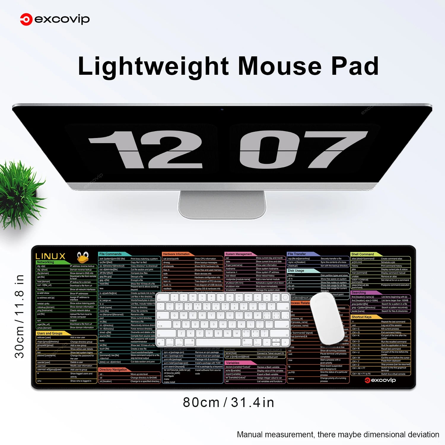 EXCO Non-Slip Linux Commands Desk Mat & Gaming Pad