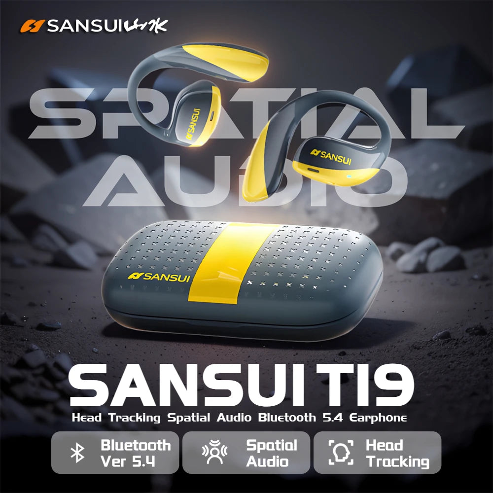 SANSUI T19 Bluetooth Wireless Open Ear Headphones with Spacial Audio