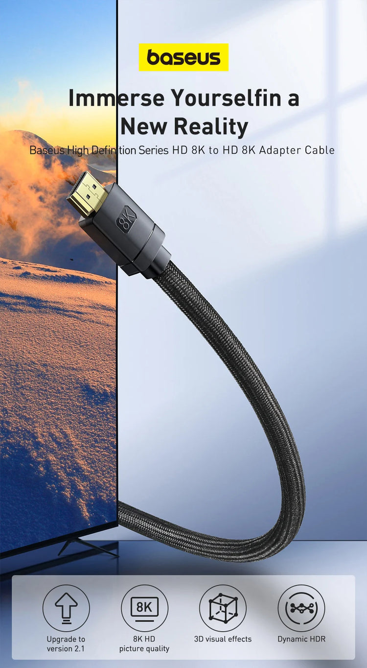 BASEUS 8K Gold Plated HDMI 2.1 Cable