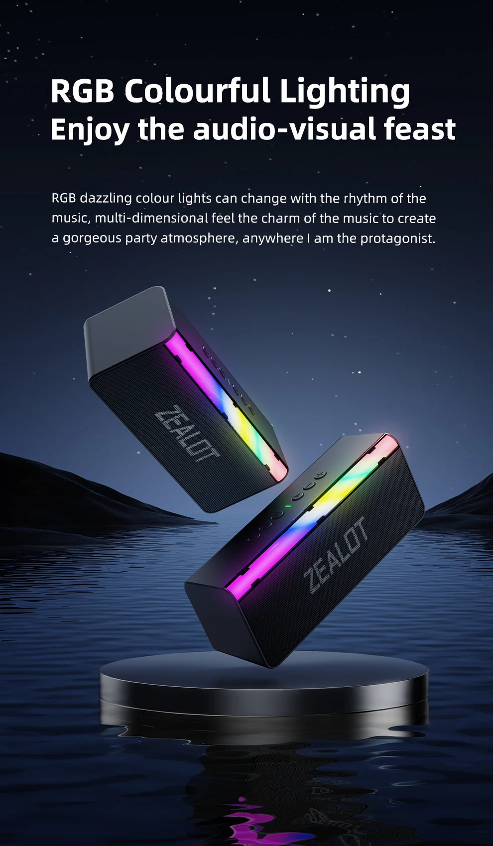 ZEALOT S72 Motion+ 20W True Wireless Portable Bluetooth Speaker