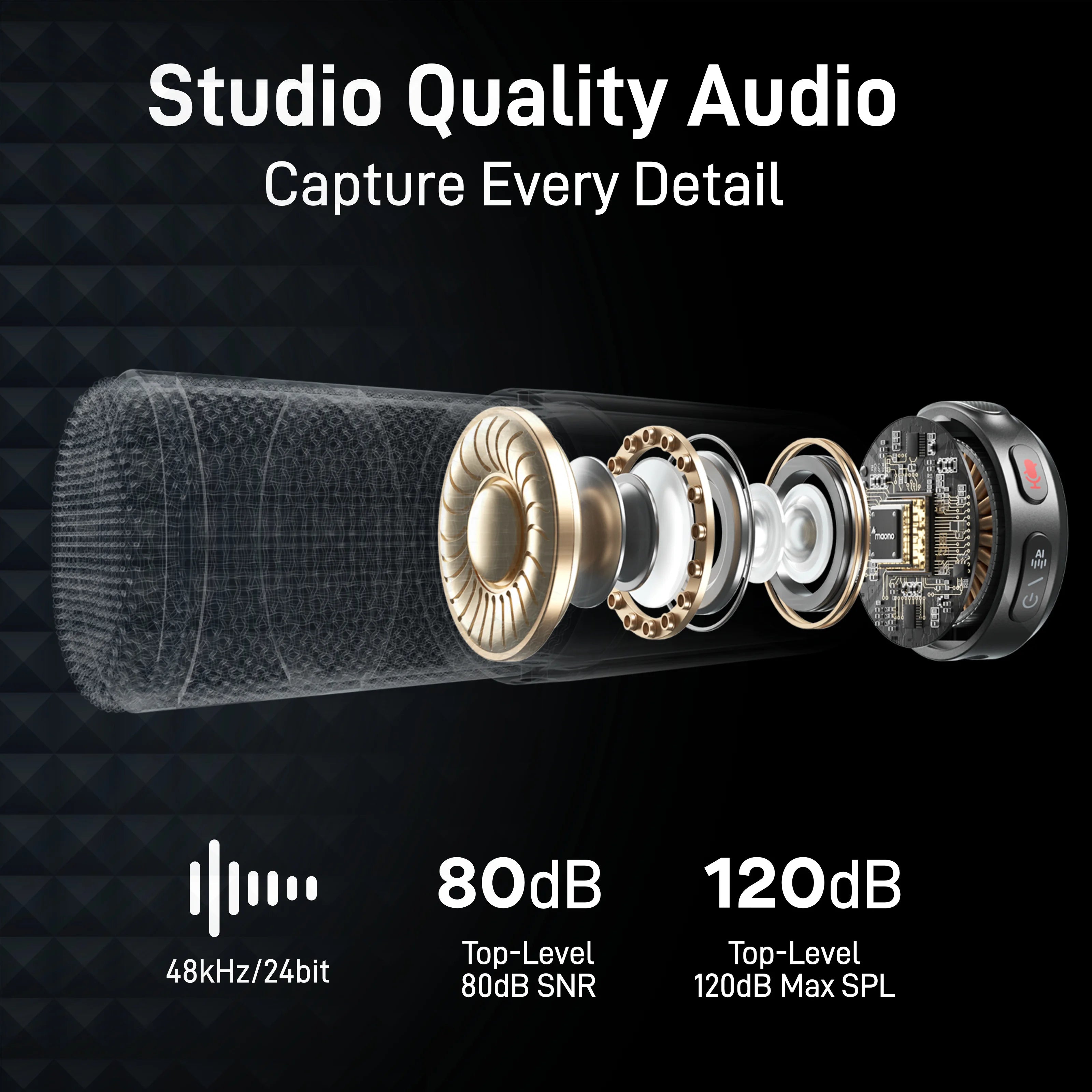 MAONO Wave T5 Mini Wireless Microphone with Voice Filters