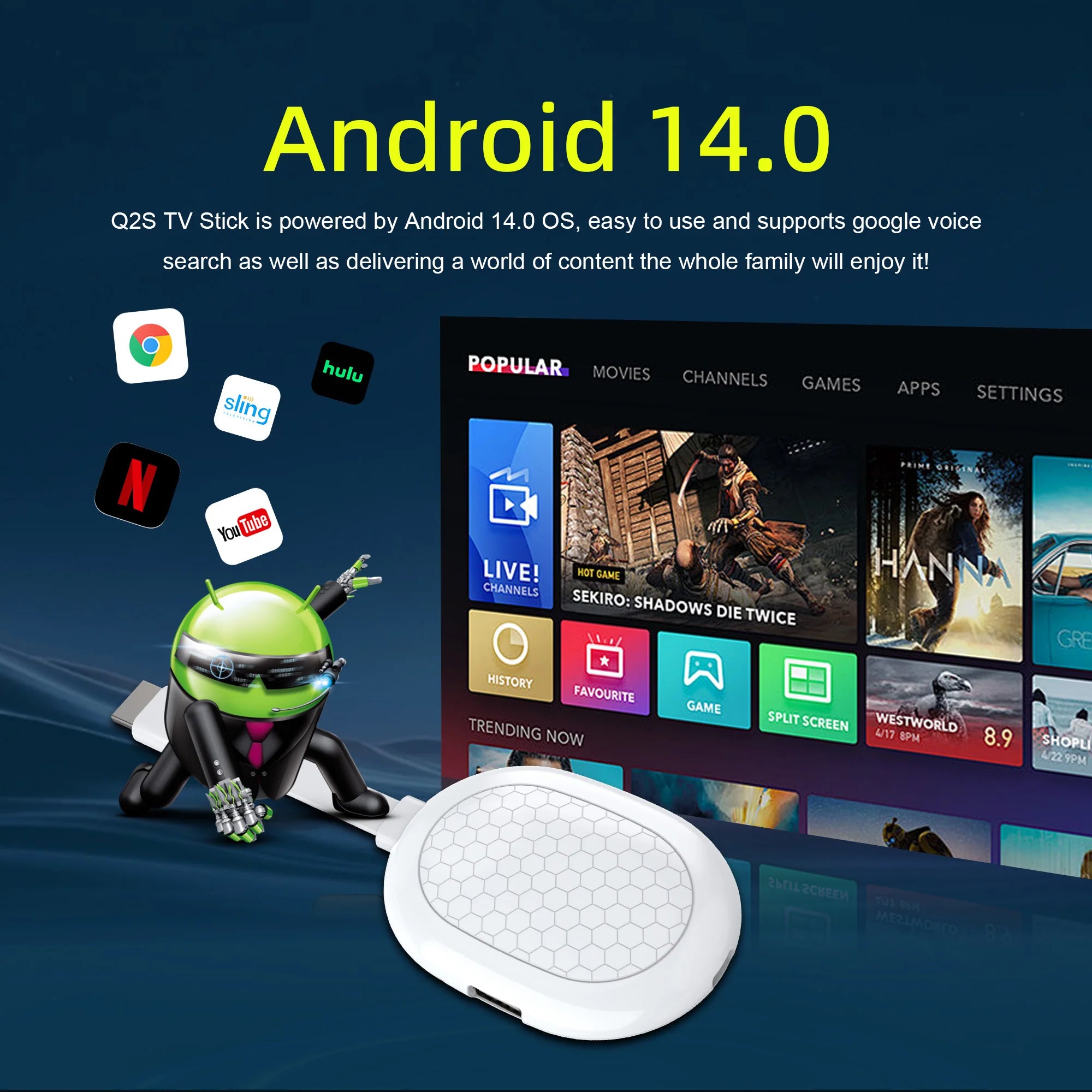 MORTAL Q2S Android TV Stick with Google Assistant