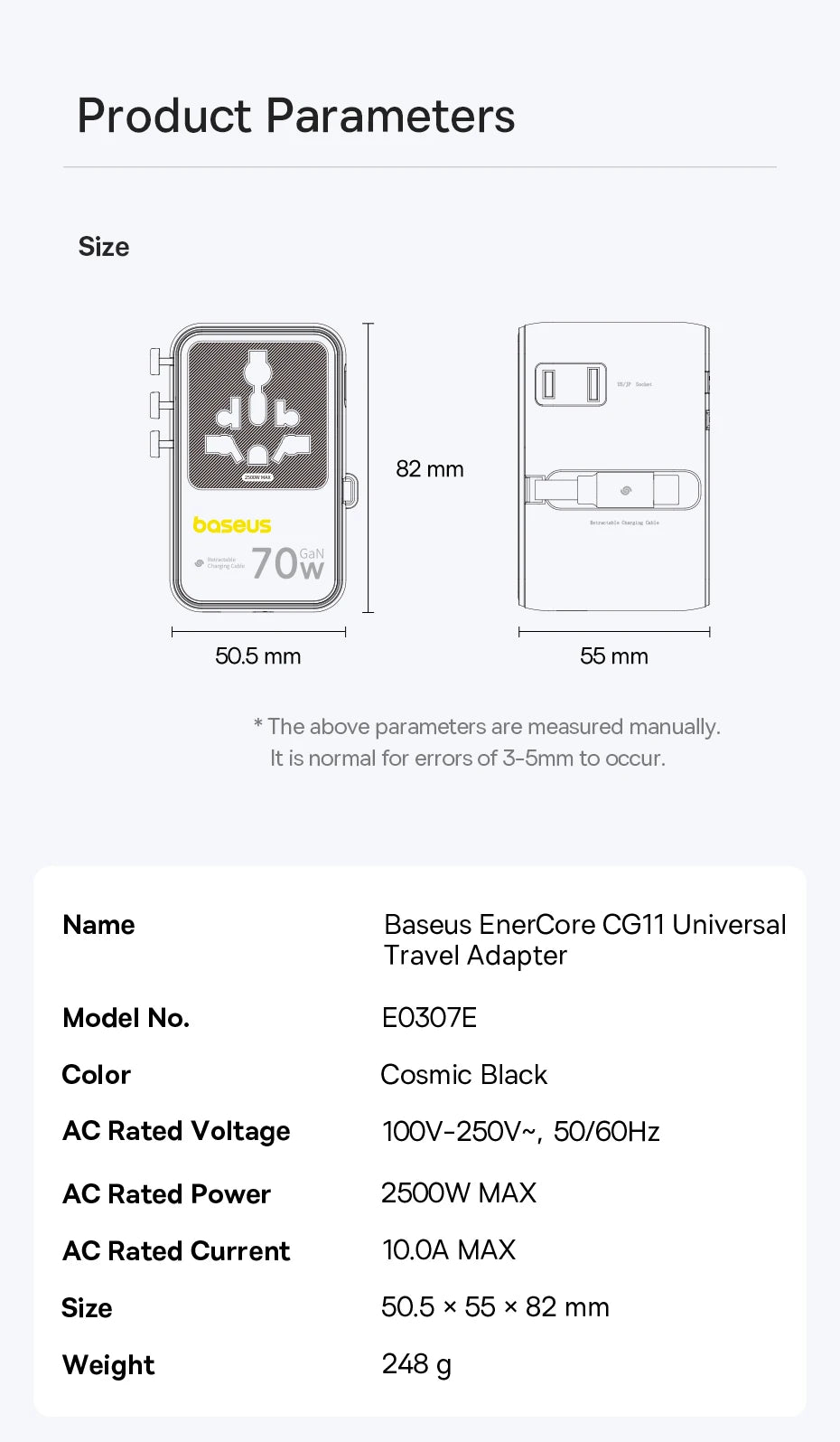 BASEUS EnerCore CG11 GaN5 Universal Travel Adapter