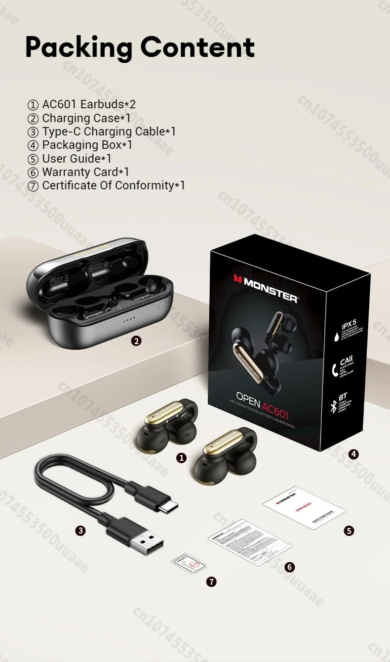 Ac601 MONSTER AC601 Bluetooth Wireless Open Ear Headphones | Wireless ...