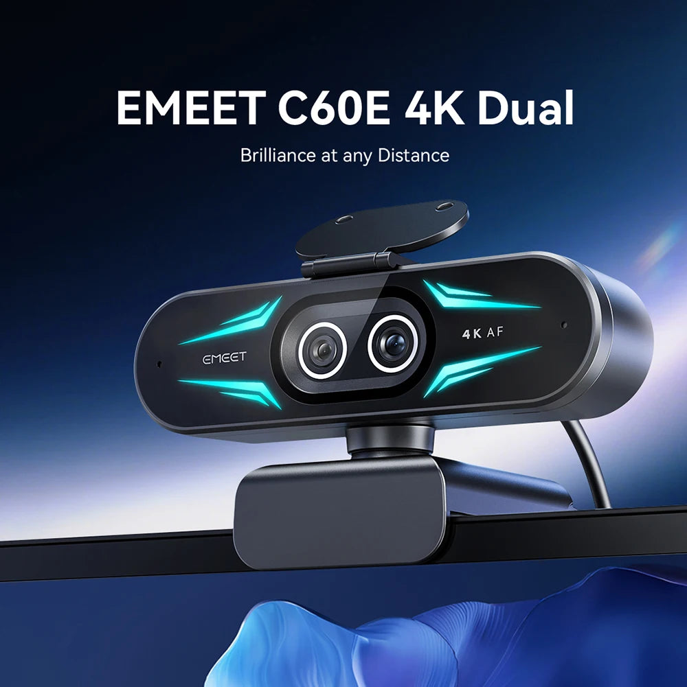 EMEET C60E 4K Dual Streaming Webcam with Tripod