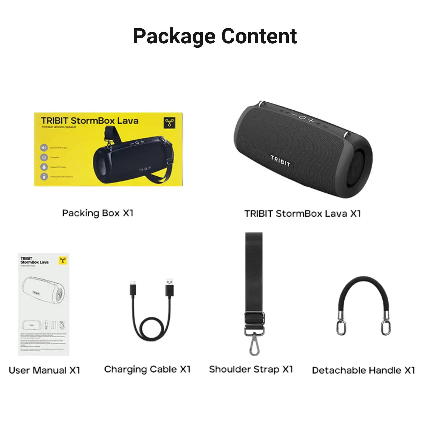 TRIBIT StormBox Lava Portable Bluetooth Speaker and Power Bank