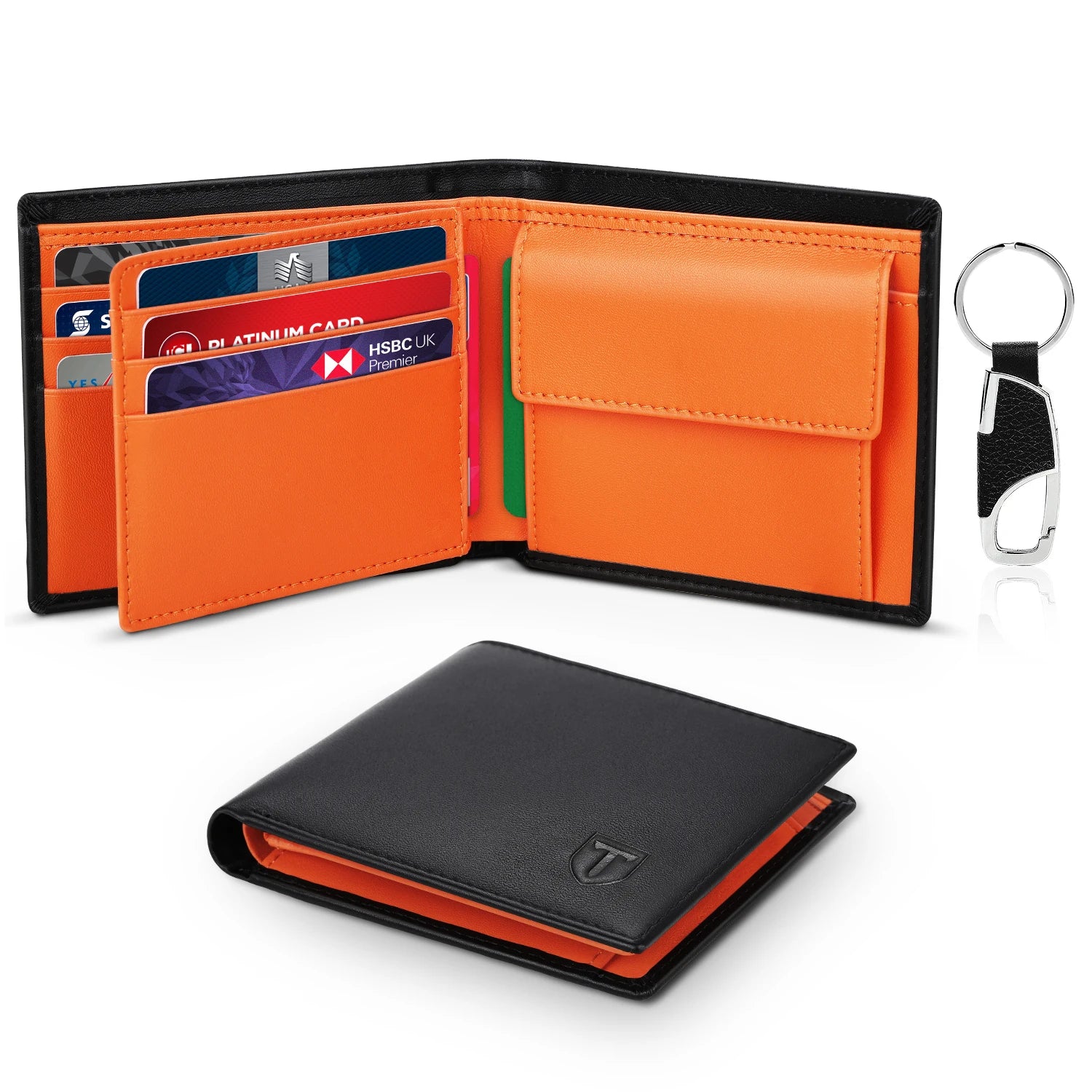 TEEHON Leather Smart Wallet with RFID Blocking & Key Ring