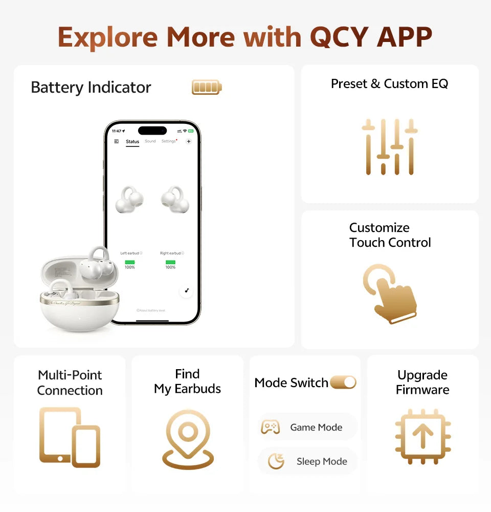 QCY Crossky C50 Clip-on Open Ear Wireless Bluetooth Earbuds