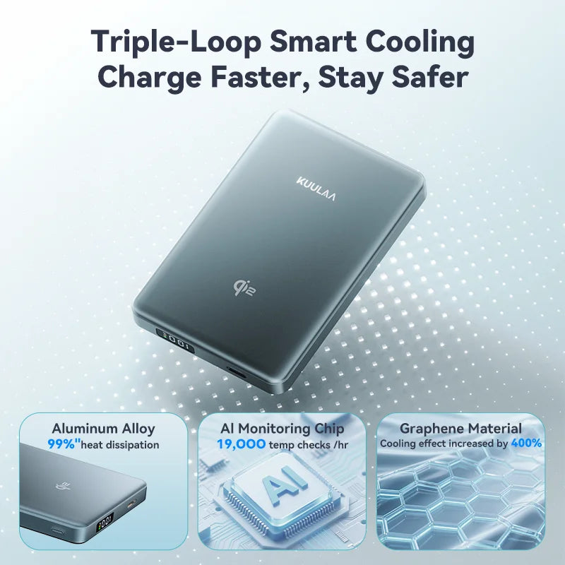 KUULAA Qi2 15W 10000mAh Magnetic Portable Charger and Power Bank