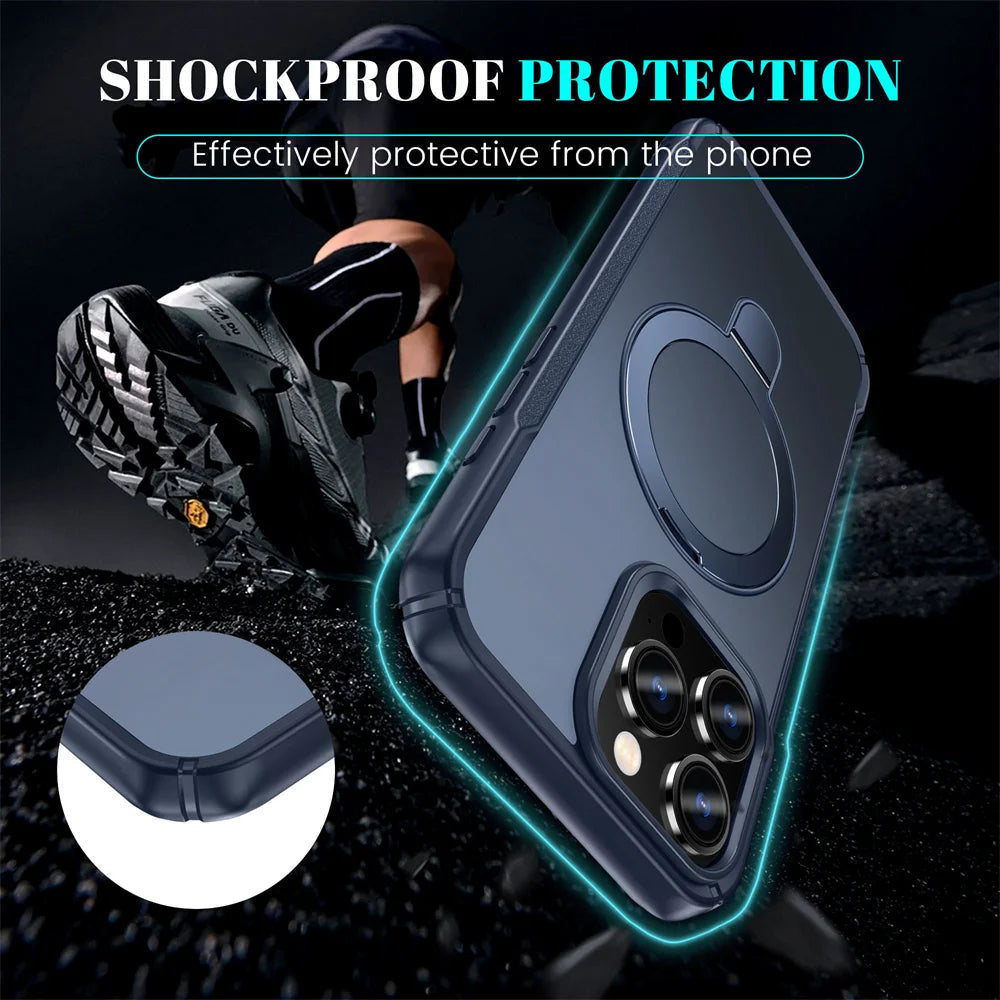 Magsafe Shockproof Case for iPhone with Rotating Stand