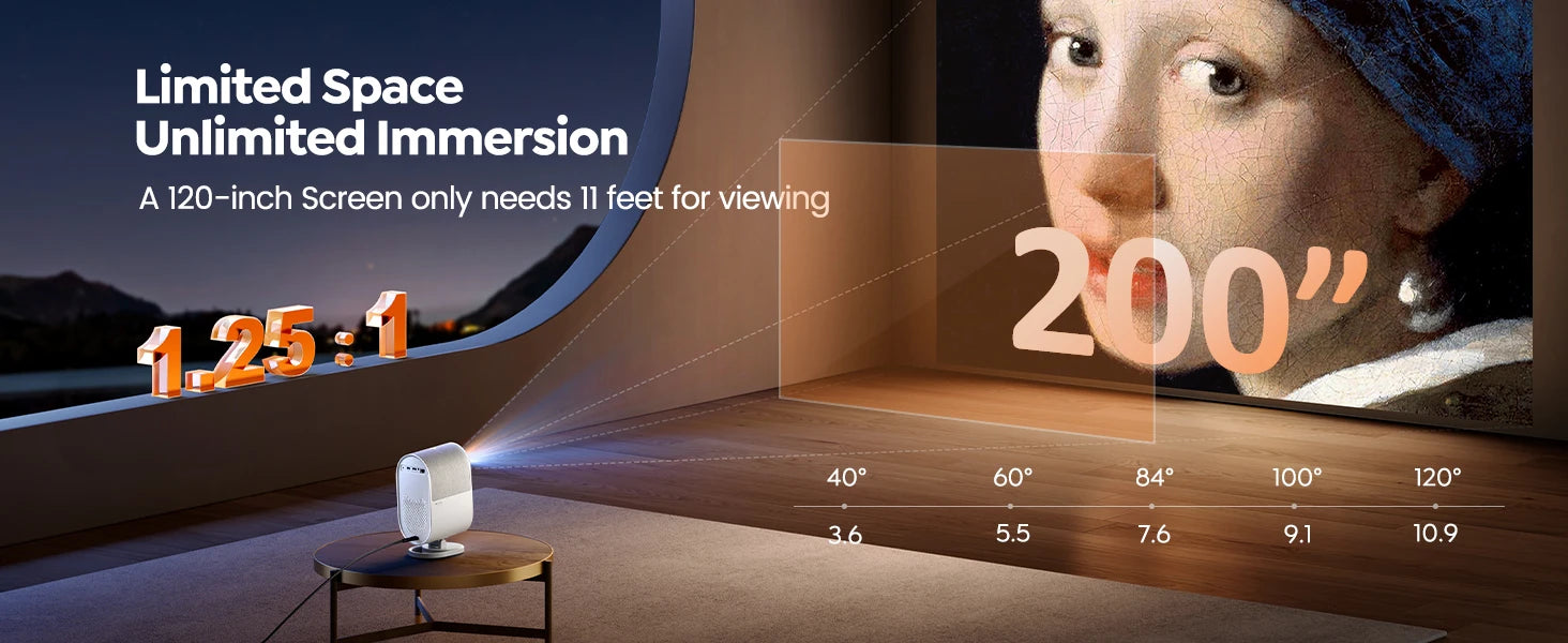 WiMius 30000 Lumens 4k Mini Portable Bluetooth Home Cinema Projector