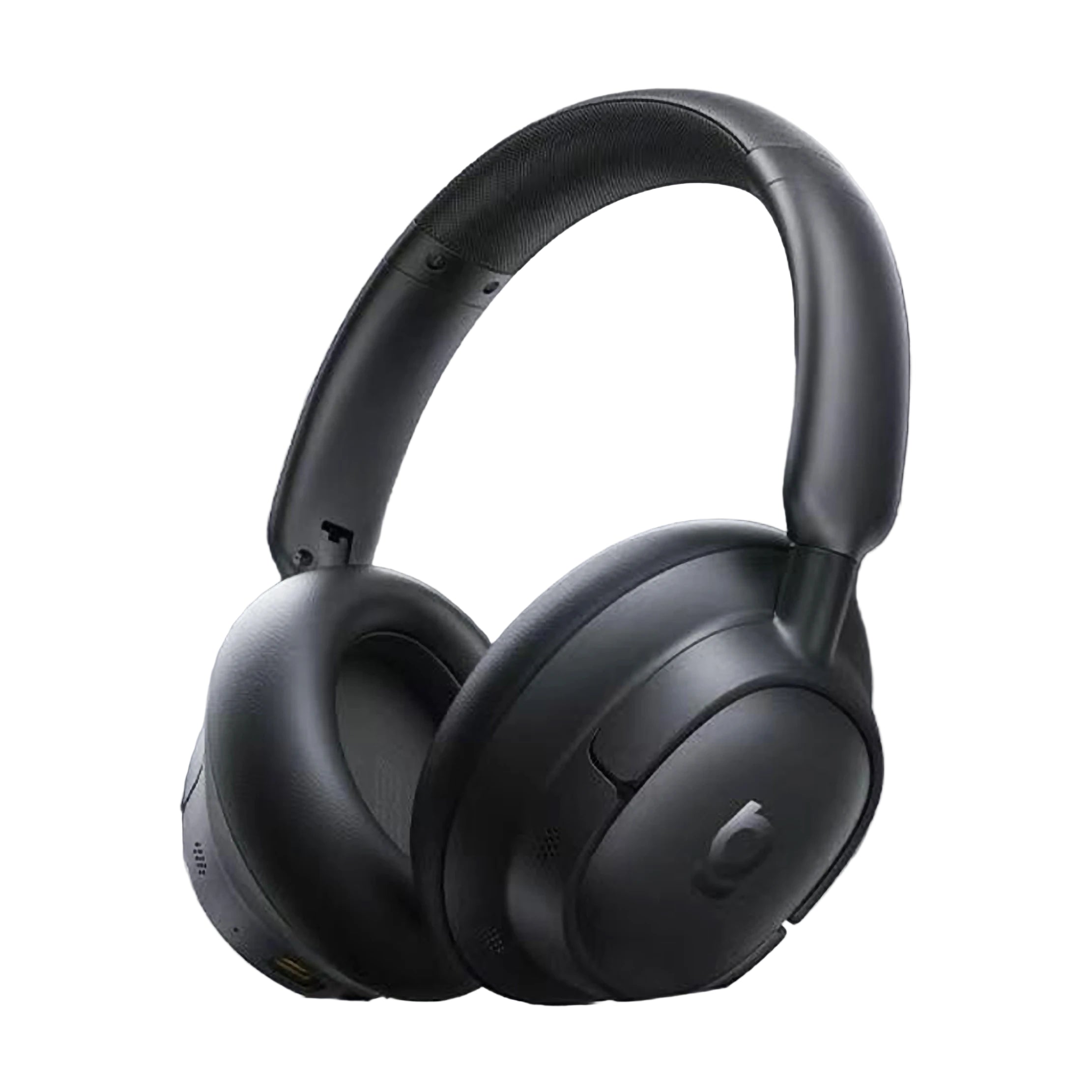Black headphones with Baseus logo on a gray gradient background