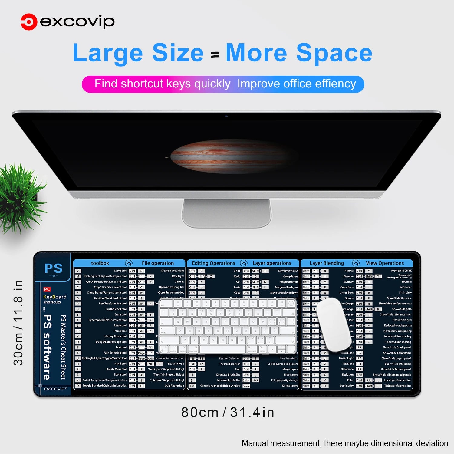 EXCO Non-Slip Adobe Shortcuts Desk Mat & Gaming Pad