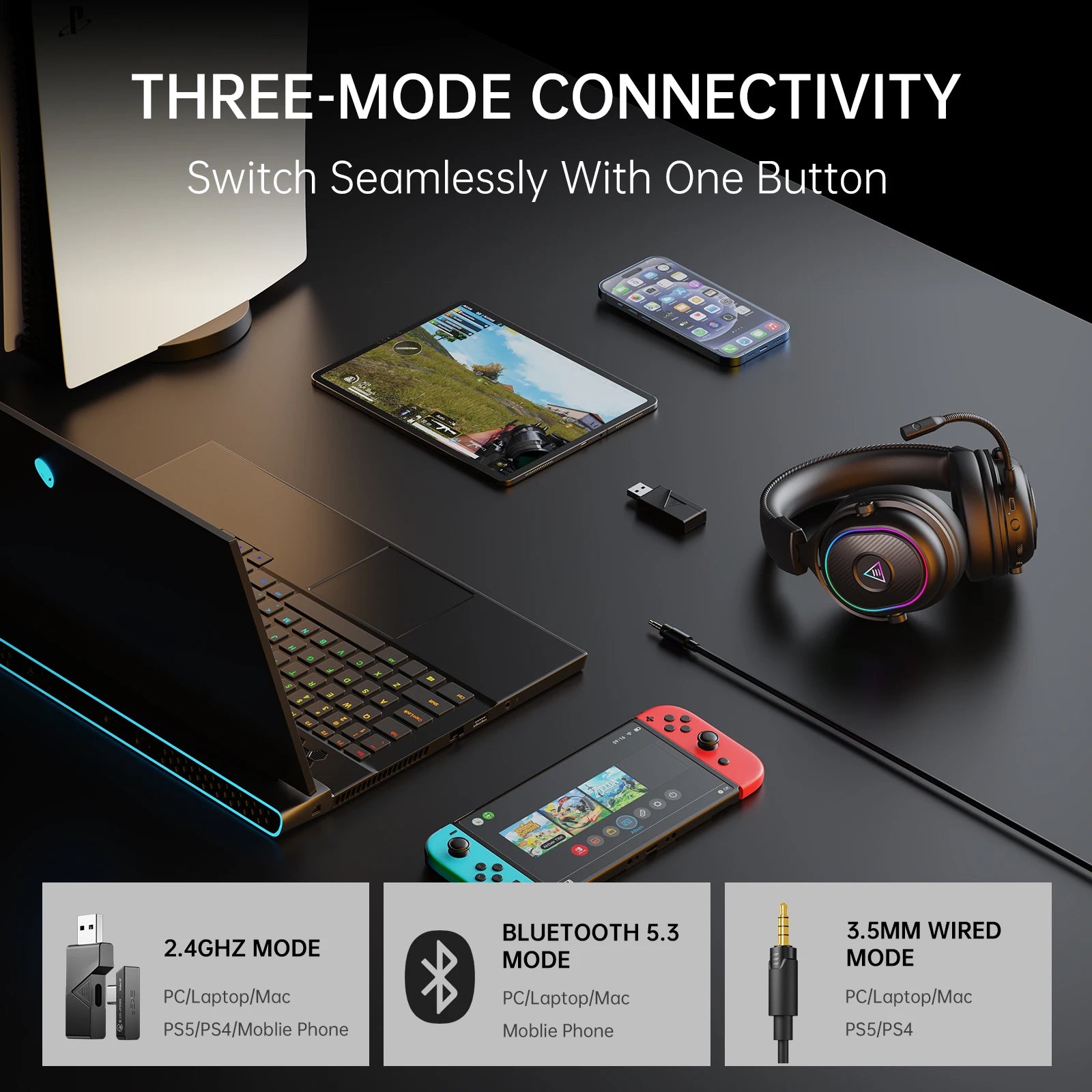 EKSA Mako Bluetooth Wireless Gaming Headset