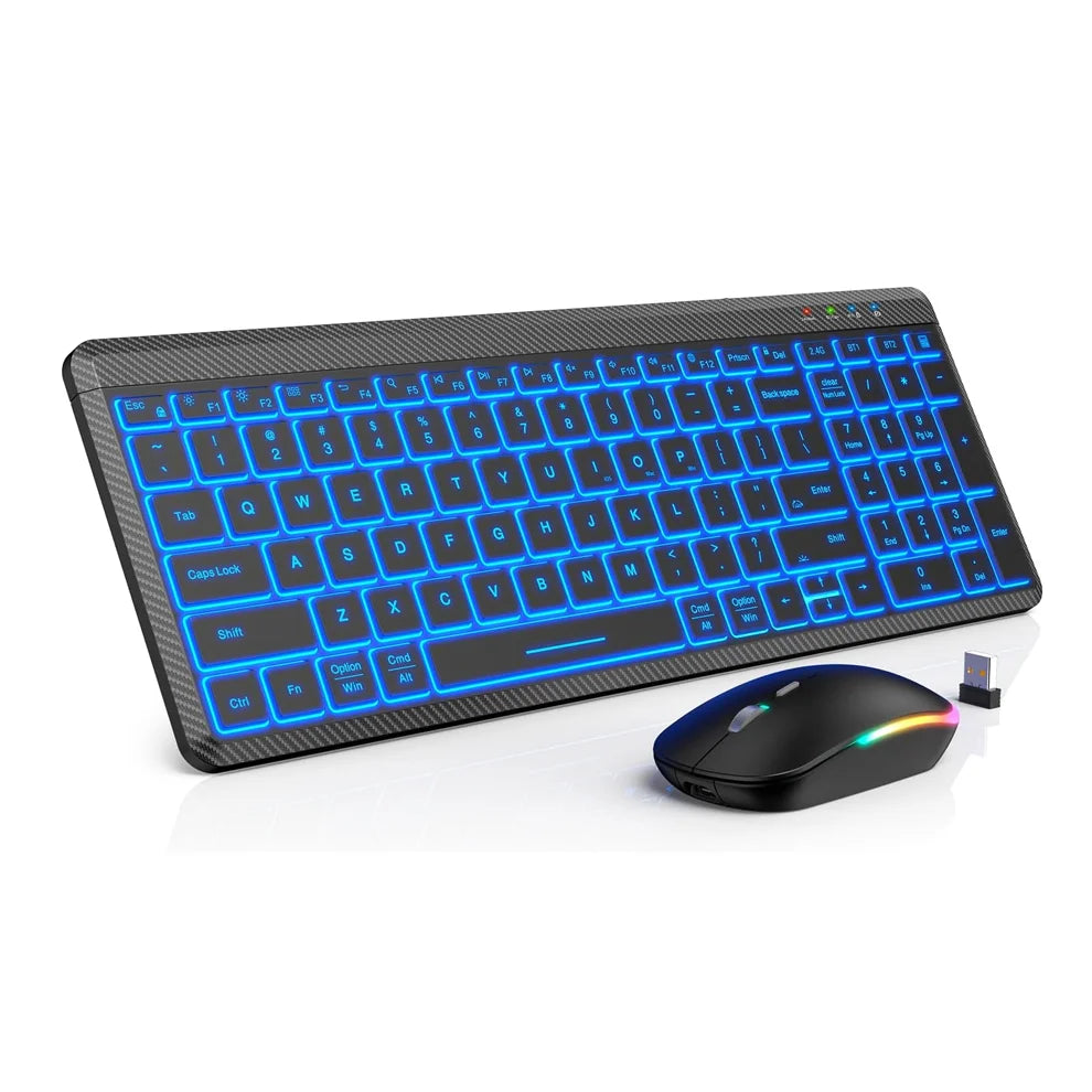 JOMAA Backlit Rechargeable Wireless Keyboard and Mouse