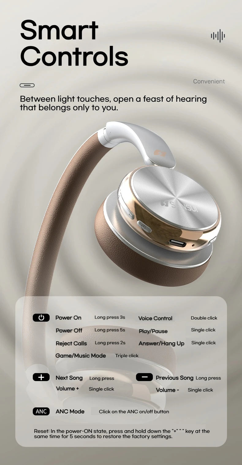 SANSUI DT11 ANC Retro Bluetooth Wireless Headphones
