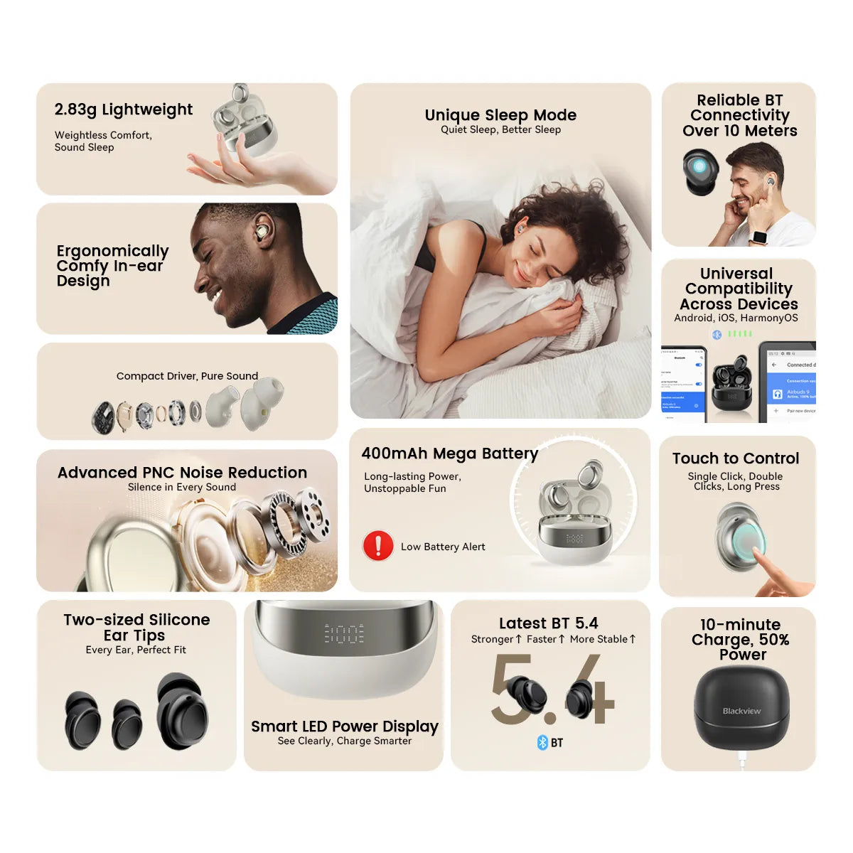 BLACKVIEW AirBuds 9 TWS Bluetooth Wireless Earphones