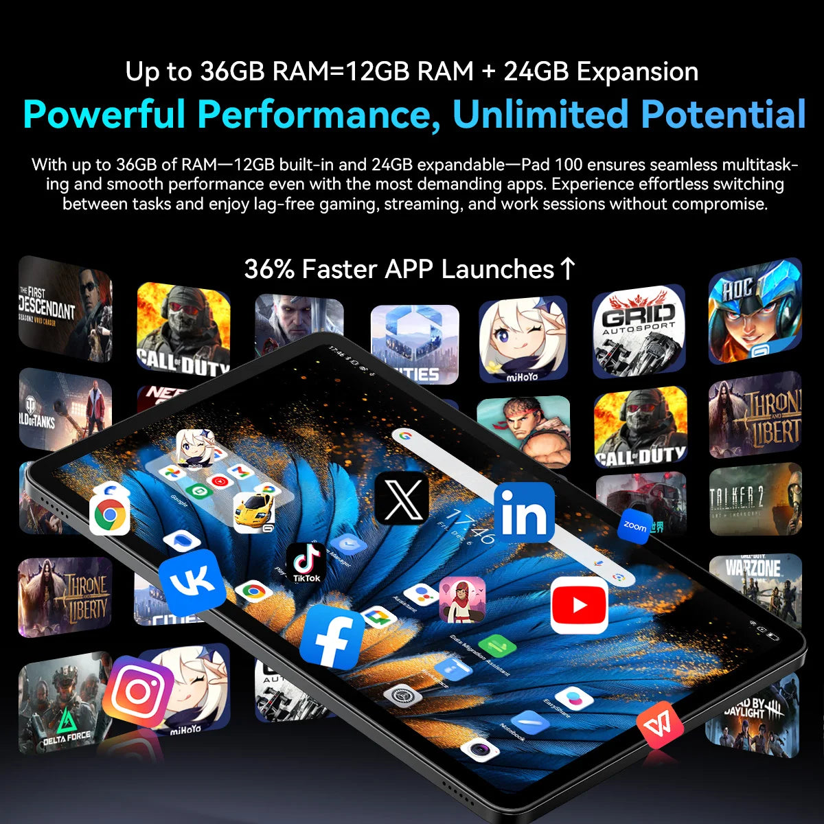 BLACKVIEW Oscal Pad 100 12" FHD 4G Android Tablet - 256GB