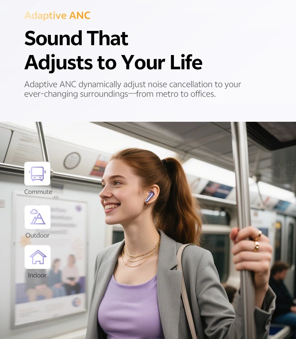 QCY MeloBuds N70 Adaptive Noise Cancelling Bluetooth Wireless Earphones