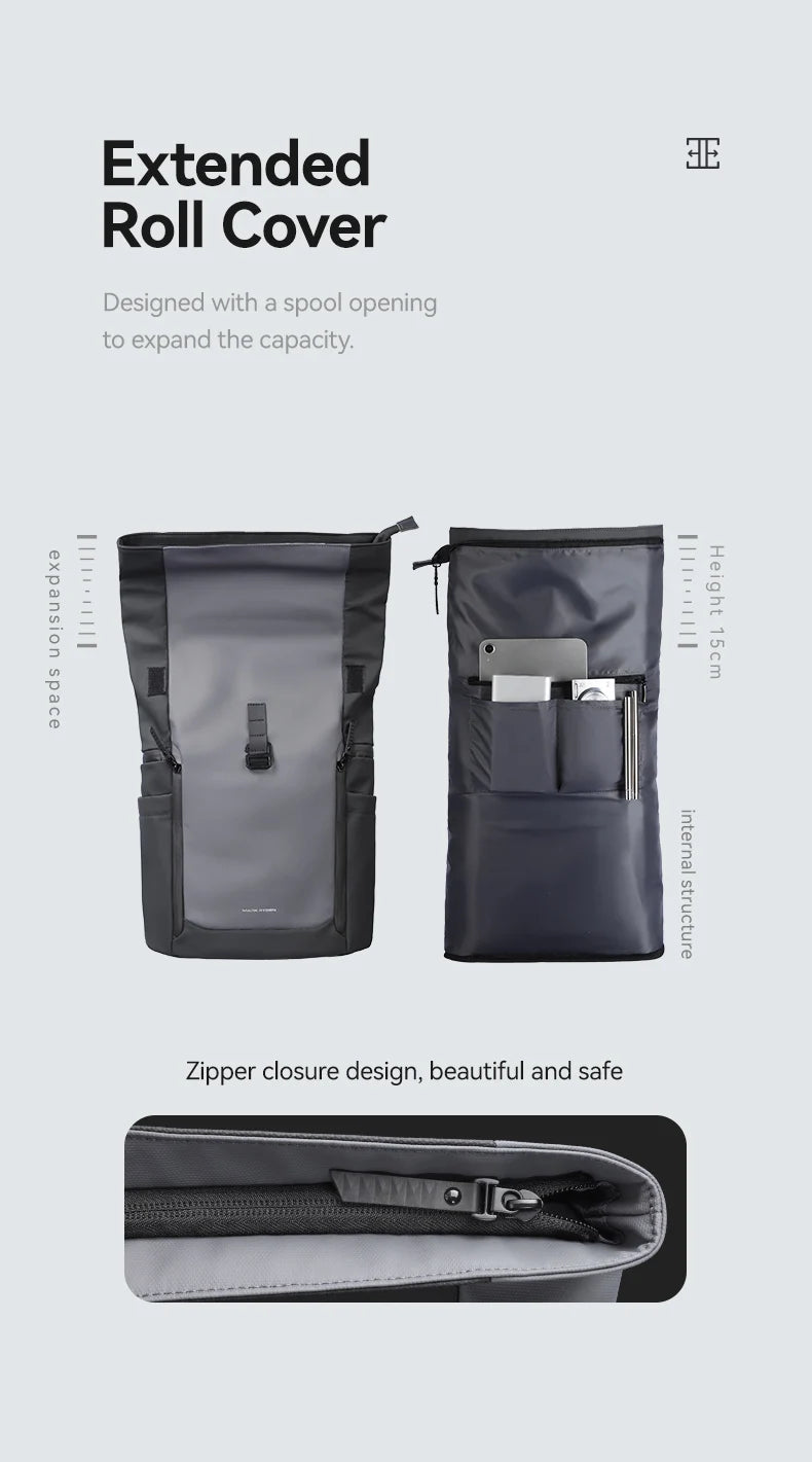MARK RYDEN MR3807 Roll-Top Business Travel Backpack