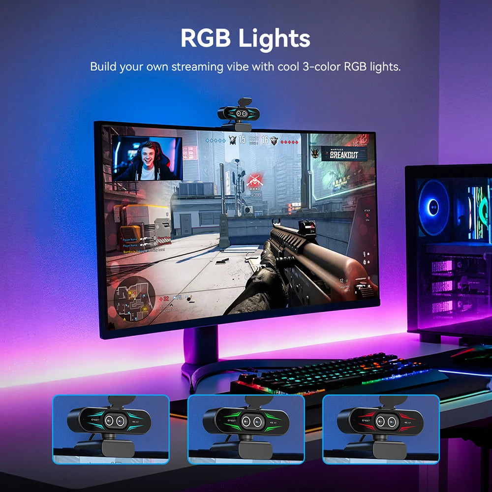 EMEET C60E 4K Dual Streaming Webcam with Tripod