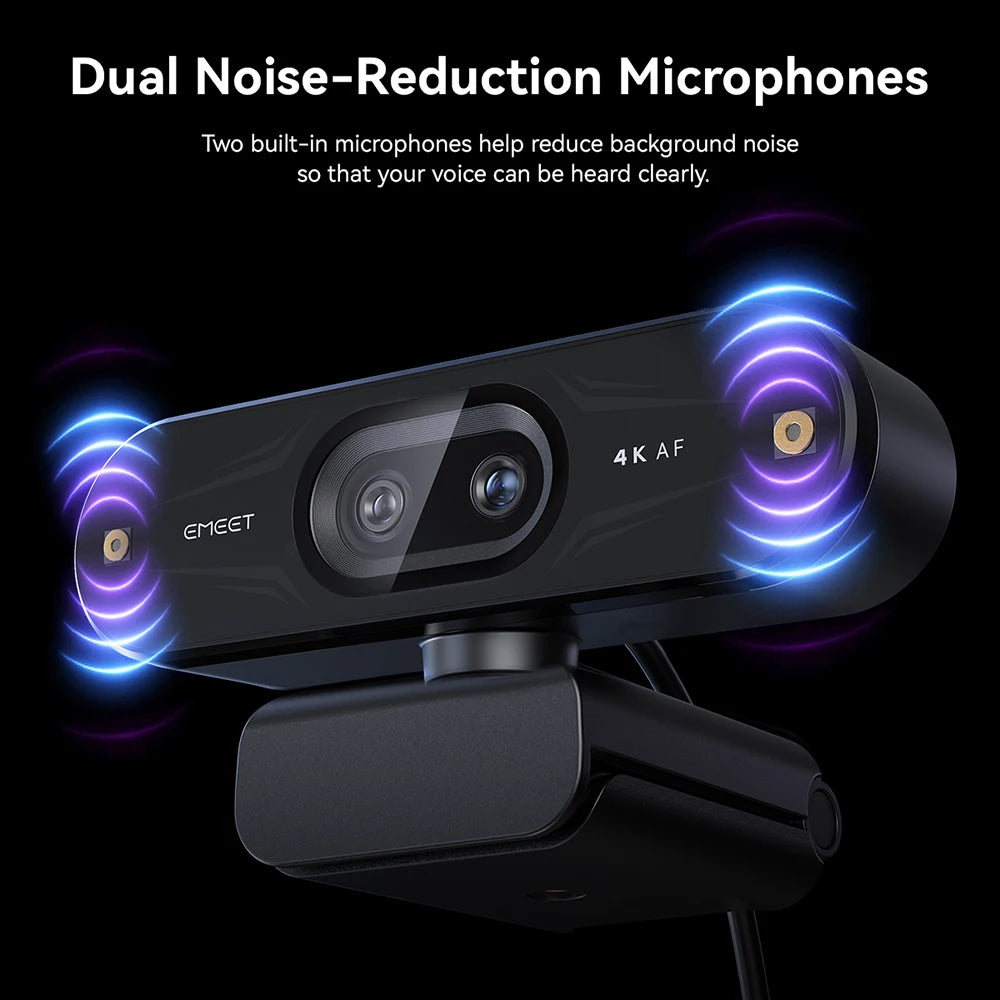 EMEET C60E 4K Dual Streaming Webcam with Tripod