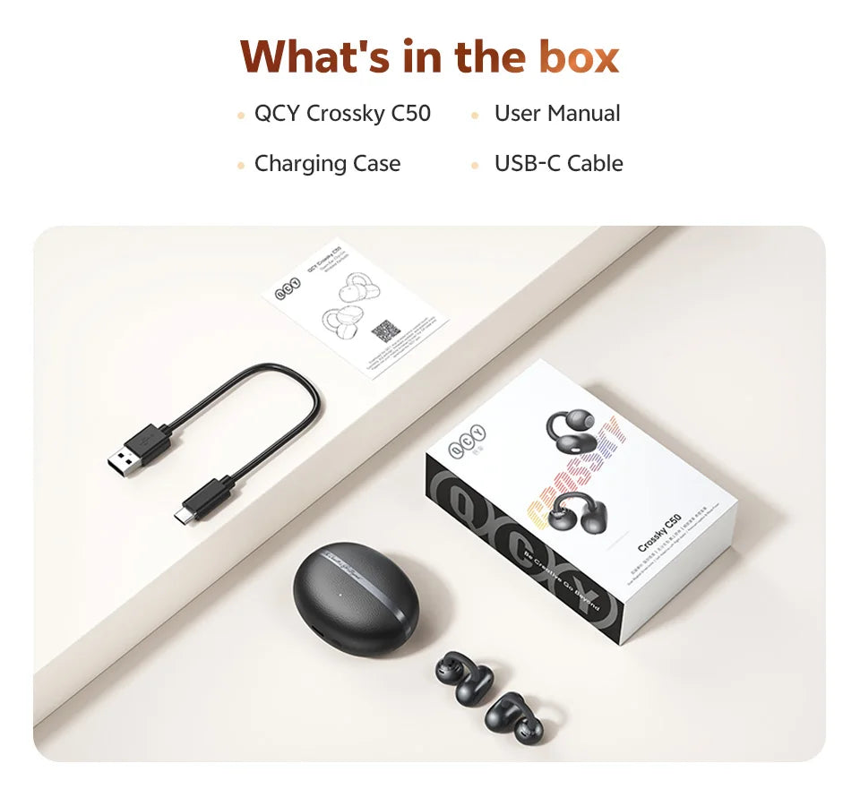 QCY Crossky C50 Clip-on Open Ear Wireless Bluetooth Earbuds
