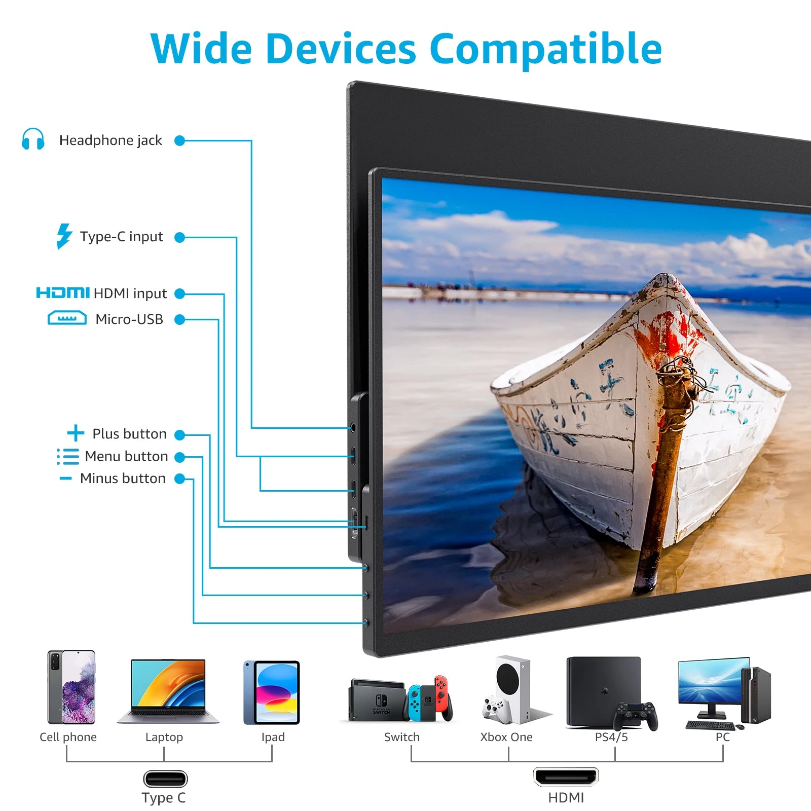 DOPESPLAY 2K Full HD 16.0" Portable Monitor with Integrated Stand