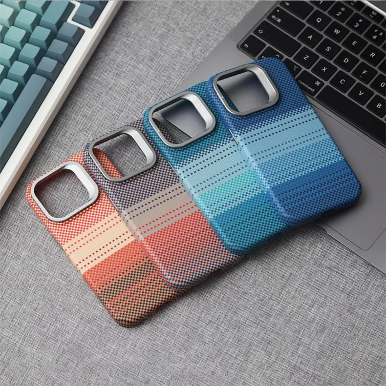 Carbon Fibre Textured MagSafe Case for iPhone with Stand