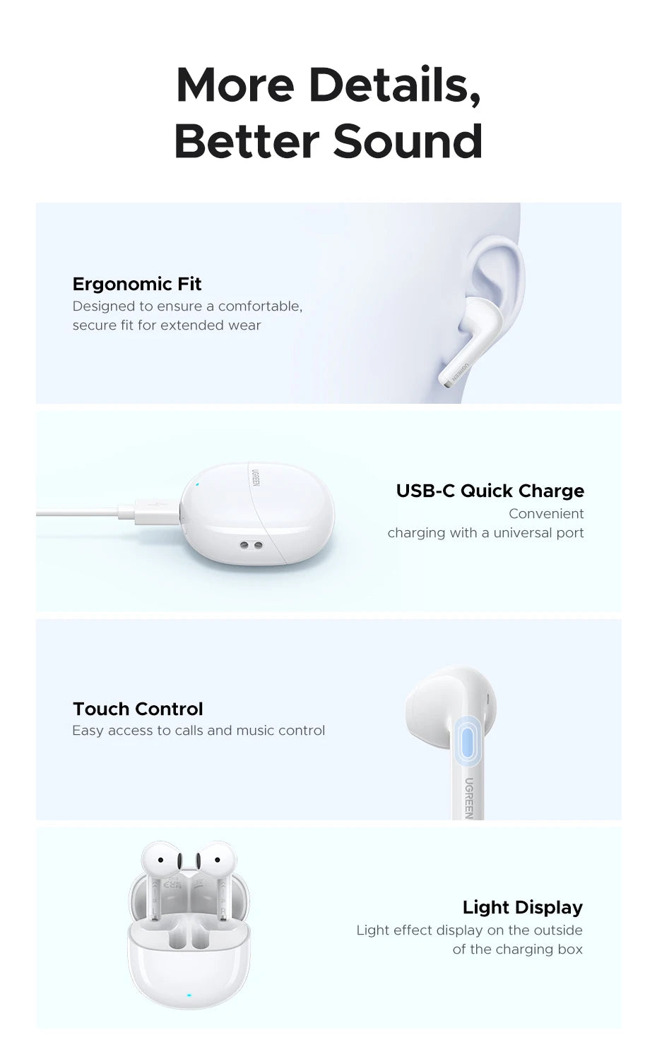 UGREEN LightBuds Bluetooth Wireless Earphones
