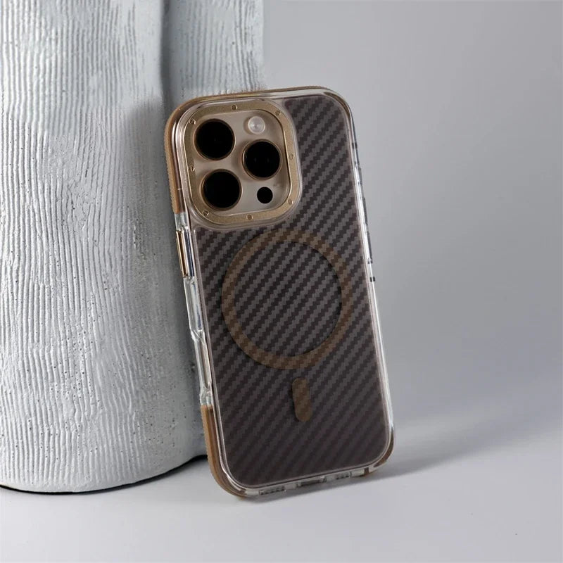 Carbon Fibre Texture MagSafe Shockproof Case for iPhone