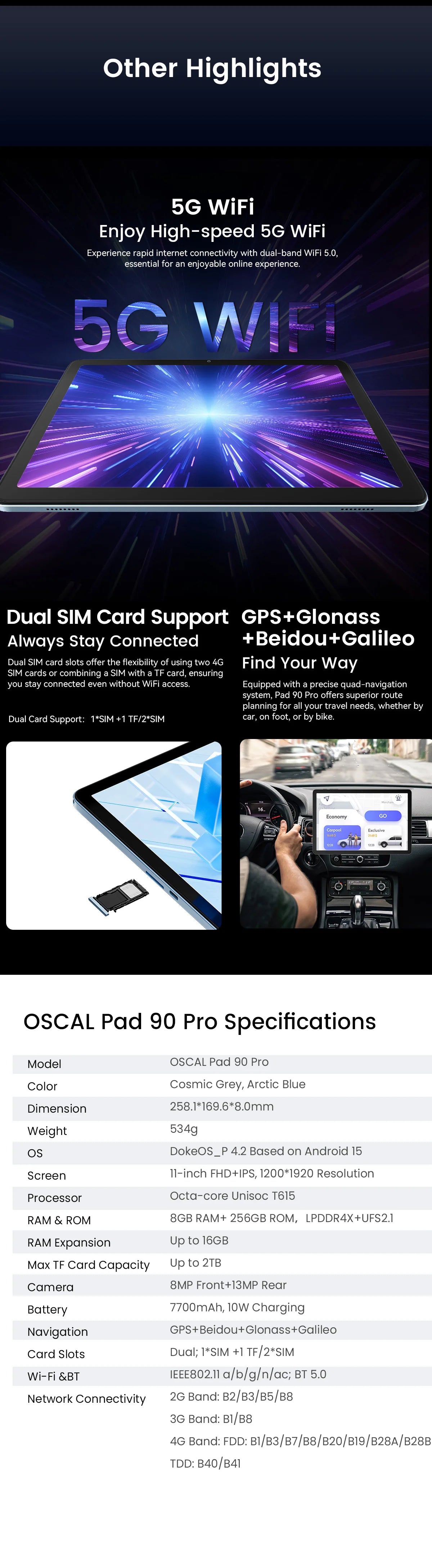 BLACKVIEW Oscal Pad 90 Pro 11" FHD 4G Android Tablet - 256GB