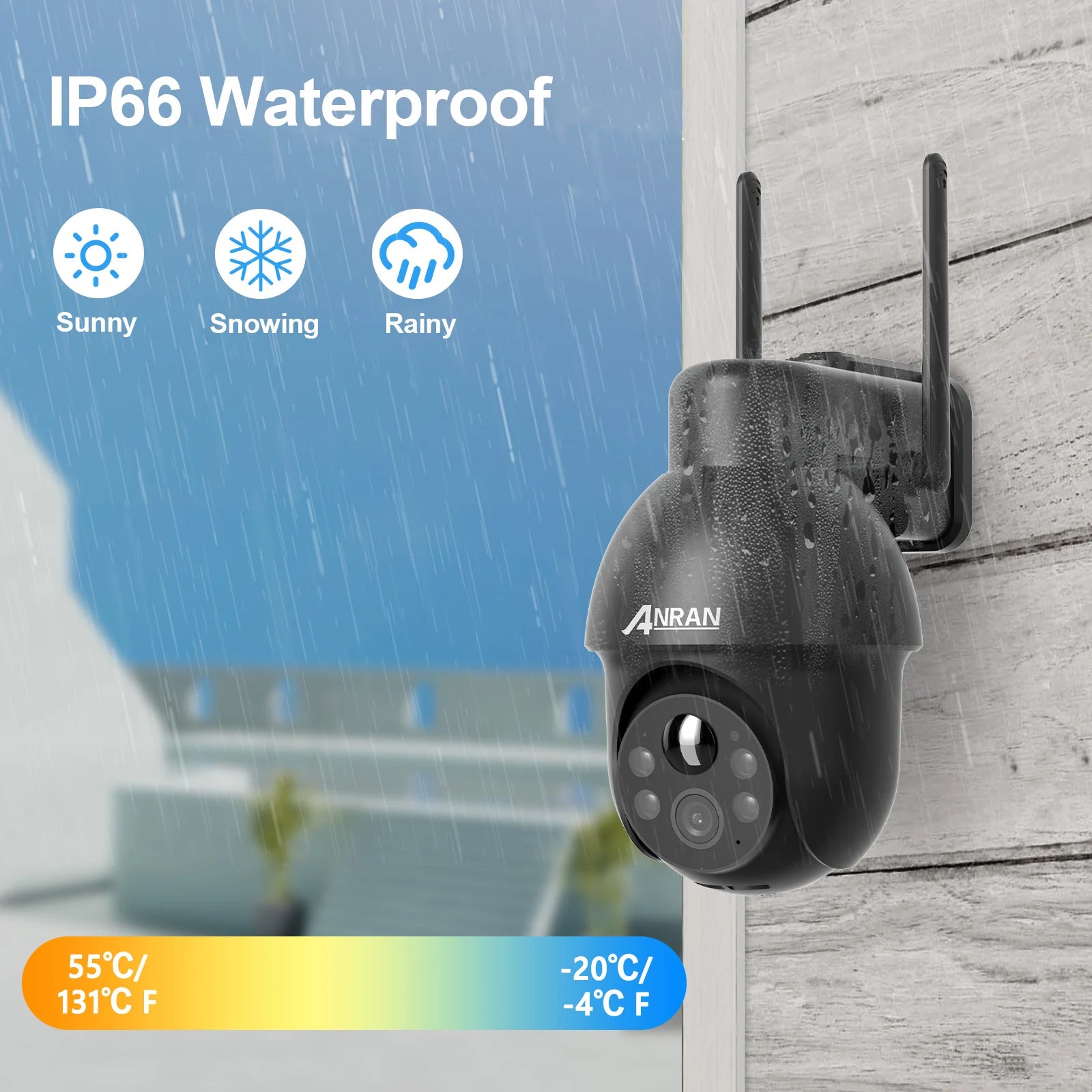 ANRAN 3MP Solar Powered WiFi Smart Home Security Camera