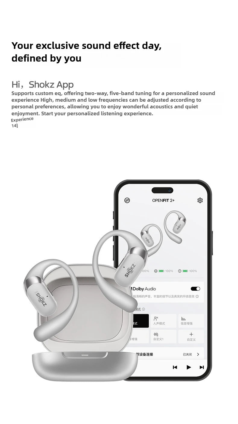 SHOKZ OpenFit 2+ Open-Ear Headphones