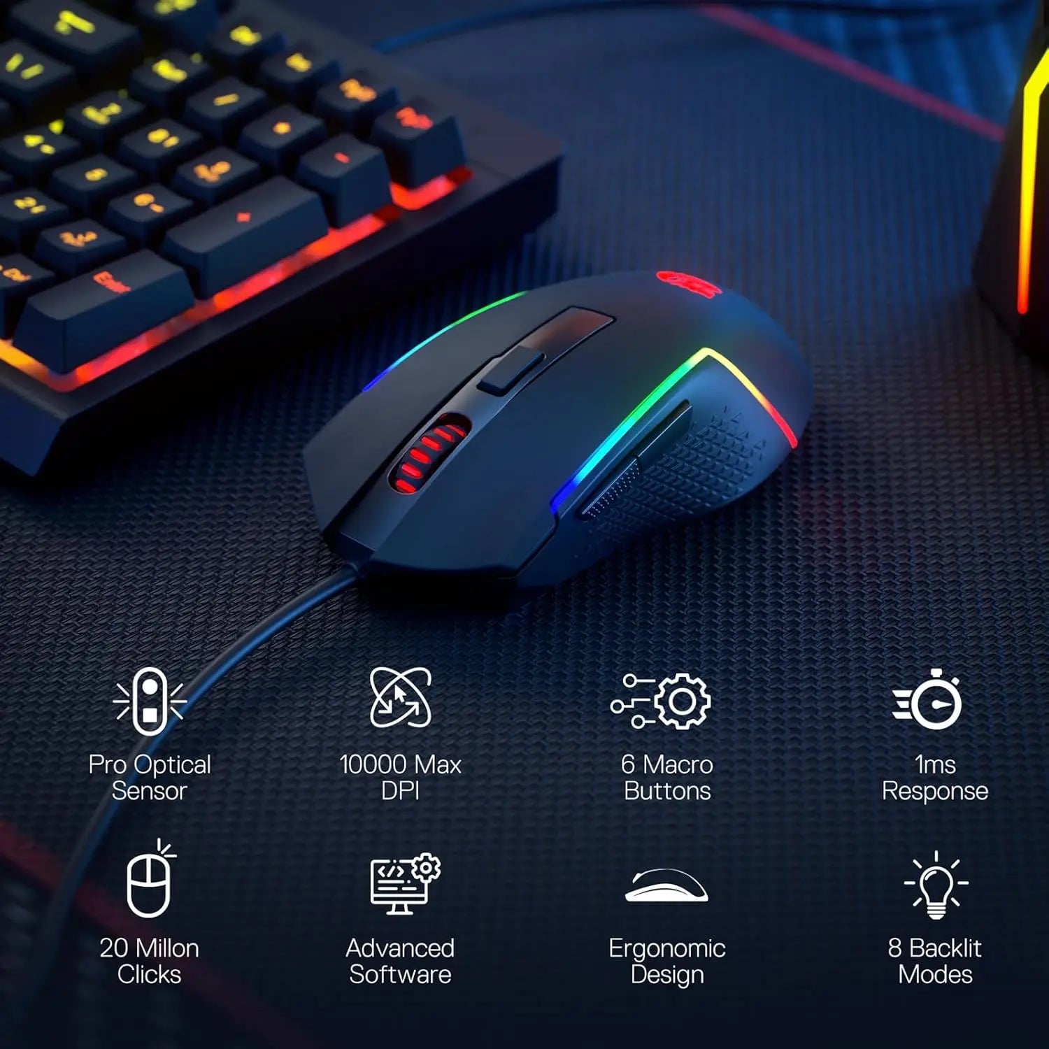 REDRAGON S141 RGB Wired Gaming Keyboard and Mouse