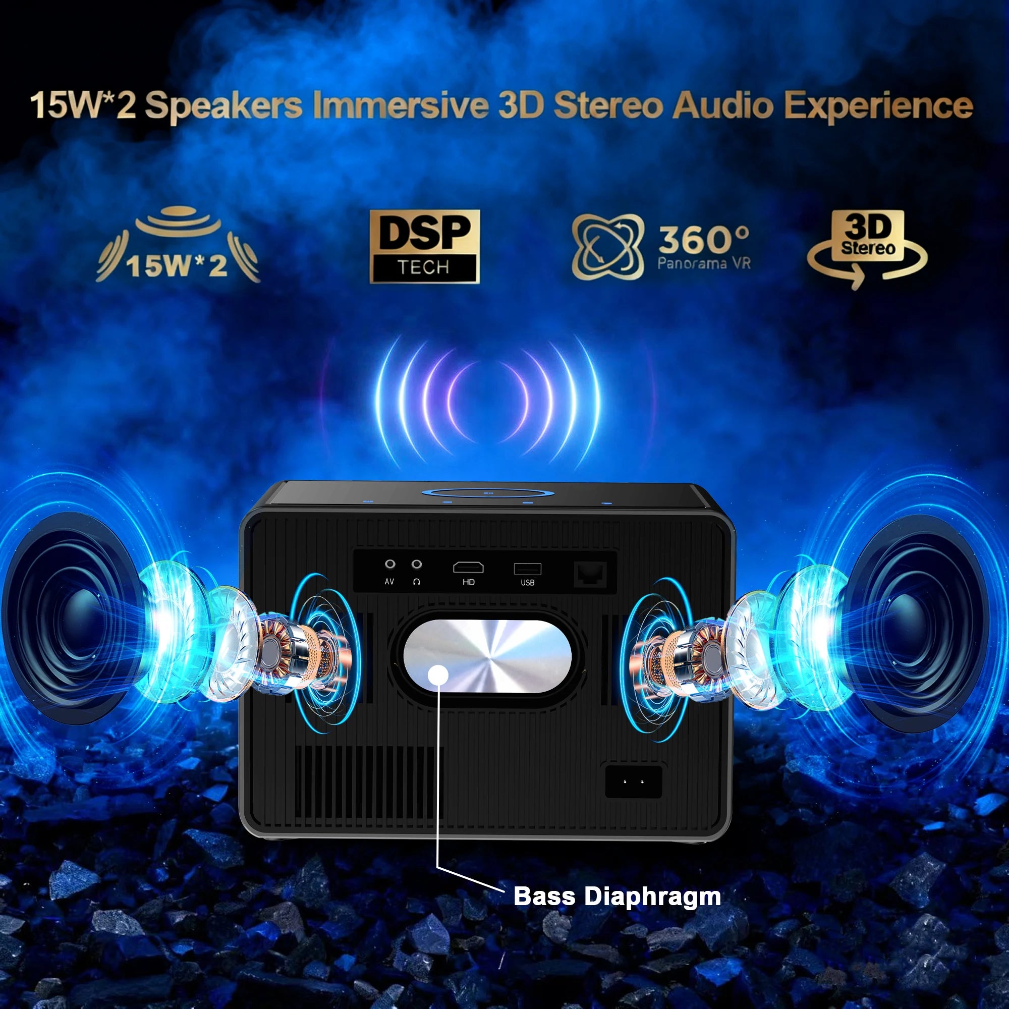 HORLAT 50000 Lumens 4K UHD Smart Home Cinema Projector