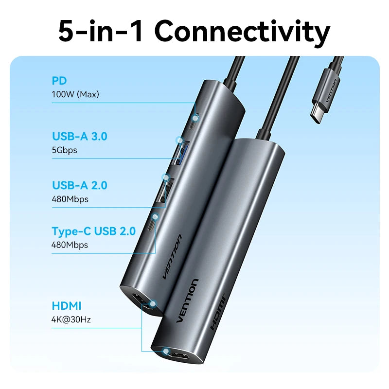 VENTION 5in1 Multiport Adapter and Docking Station
