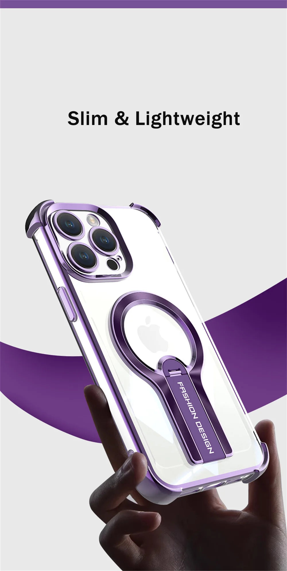 Transparent MagSafe Armor Case for iPhone with Stand