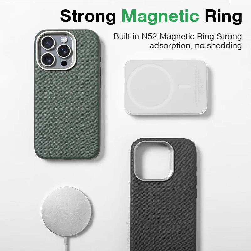 Leather Textured MagSafe Shockproof Case for Apple iPhone