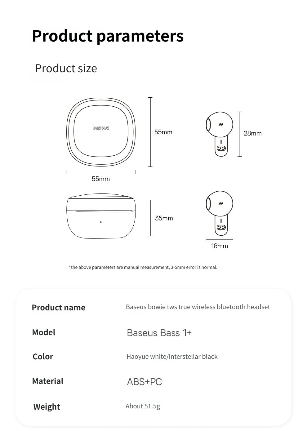 BASEUS Bass 1+ TWS Bluetooth Wireless Earphones