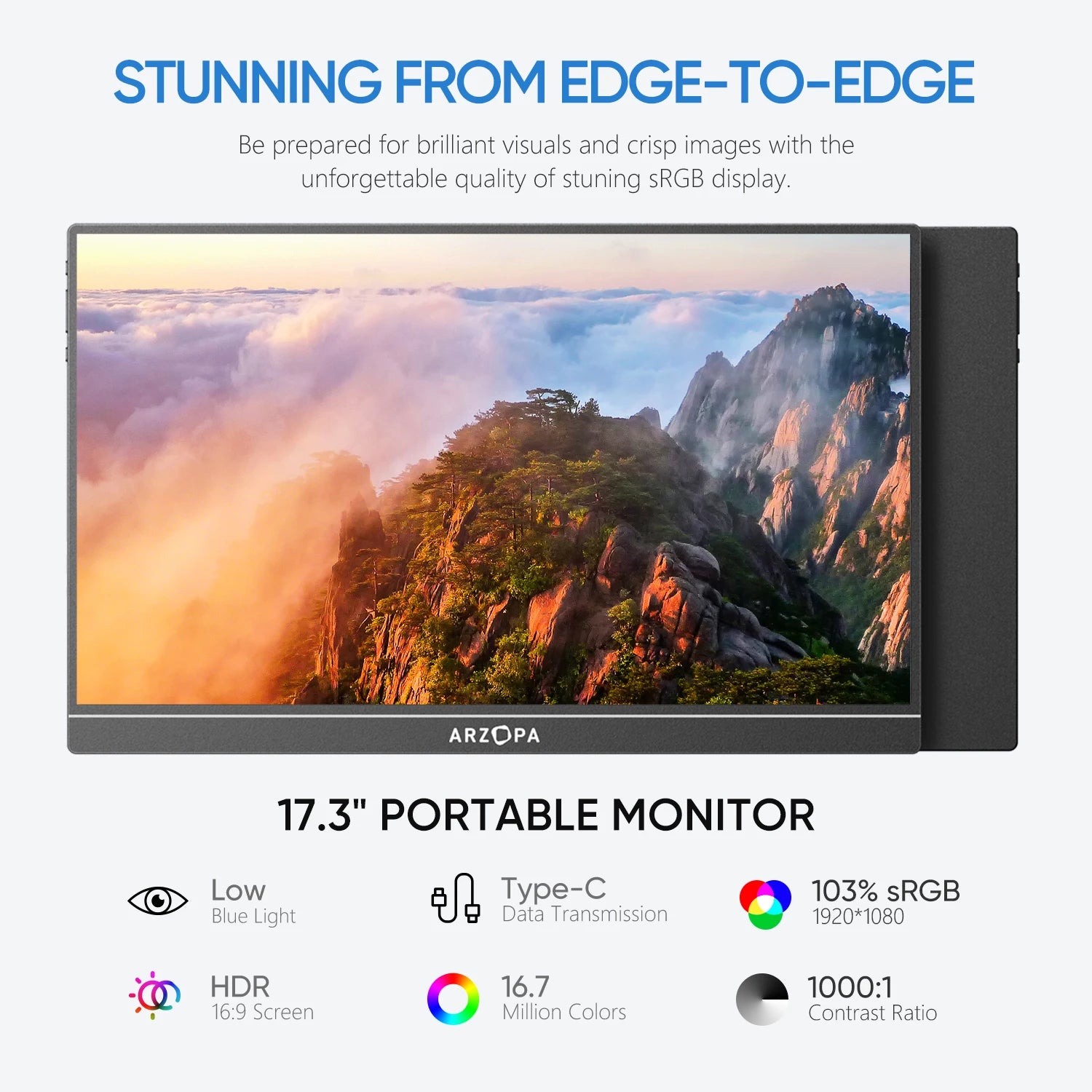 ARZOPA A1M Full HD 17.3" Portable Monitor with Integrated Stand