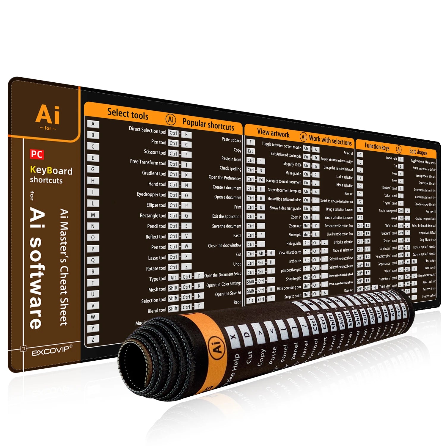 EXCO Non-Slip Adobe Shortcuts Desk Mat & Gaming Pad