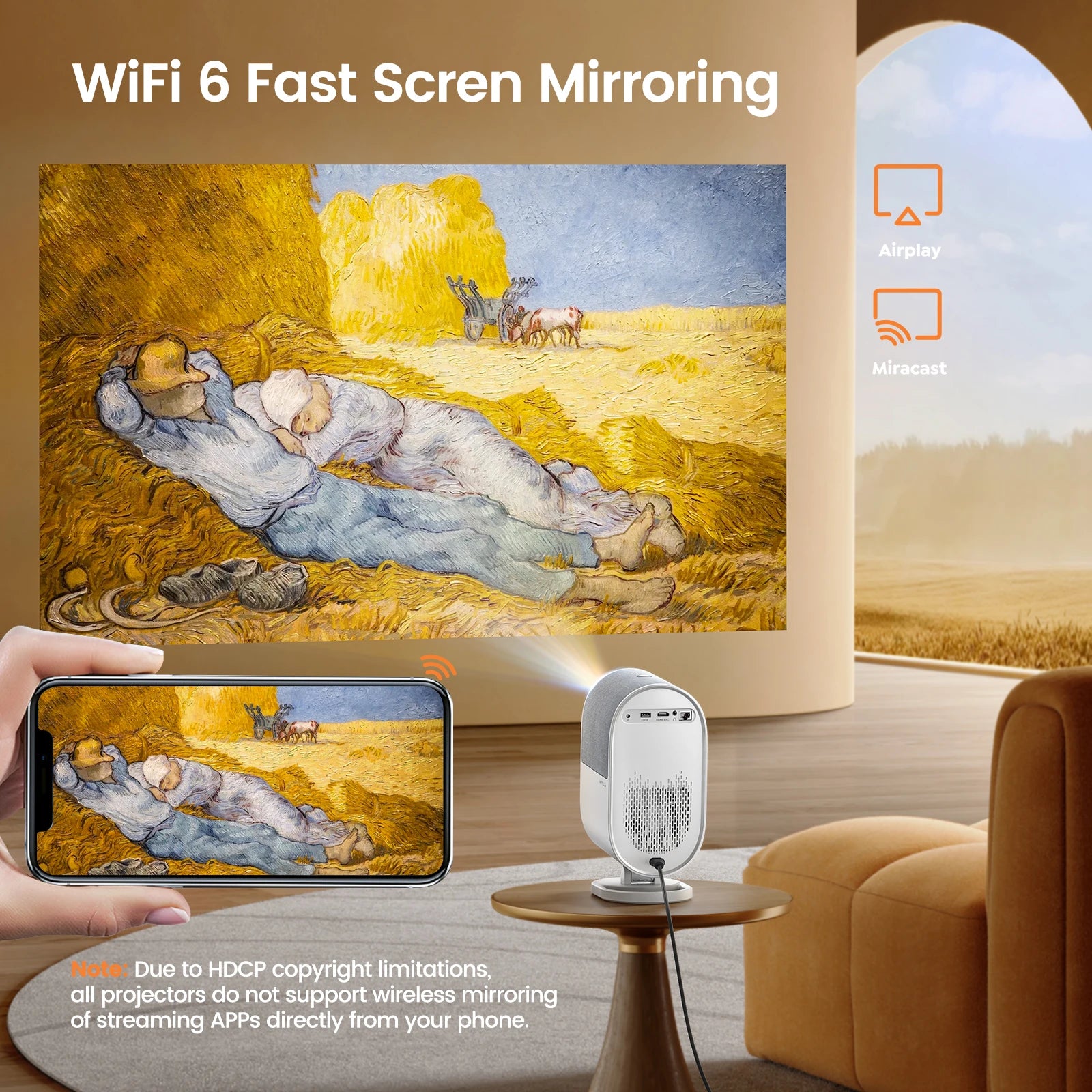 WiMius 30000 Lumens 4k Mini Portable Bluetooth Home Cinema Projector