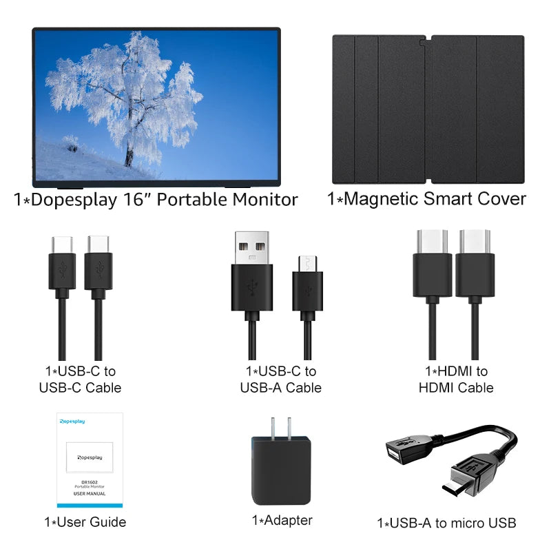 DOPESPLAY 2K Full HD 16.0" Portable Monitor with Integrated Stand