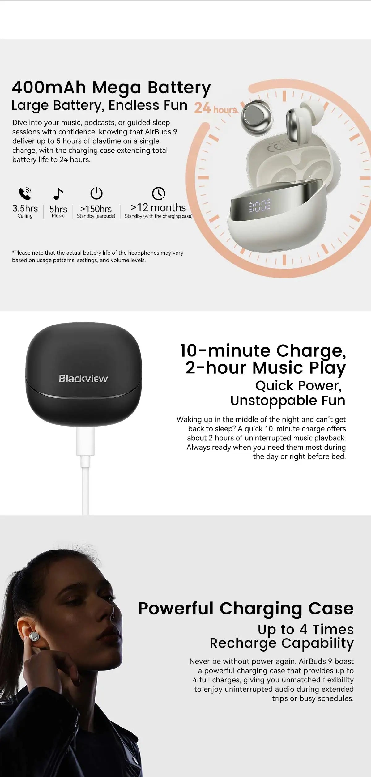 BLACKVIEW AirBuds 9 TWS Bluetooth Wireless Earphones